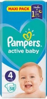 Pampers Active Baby S 4 9-14кг 58бр.
